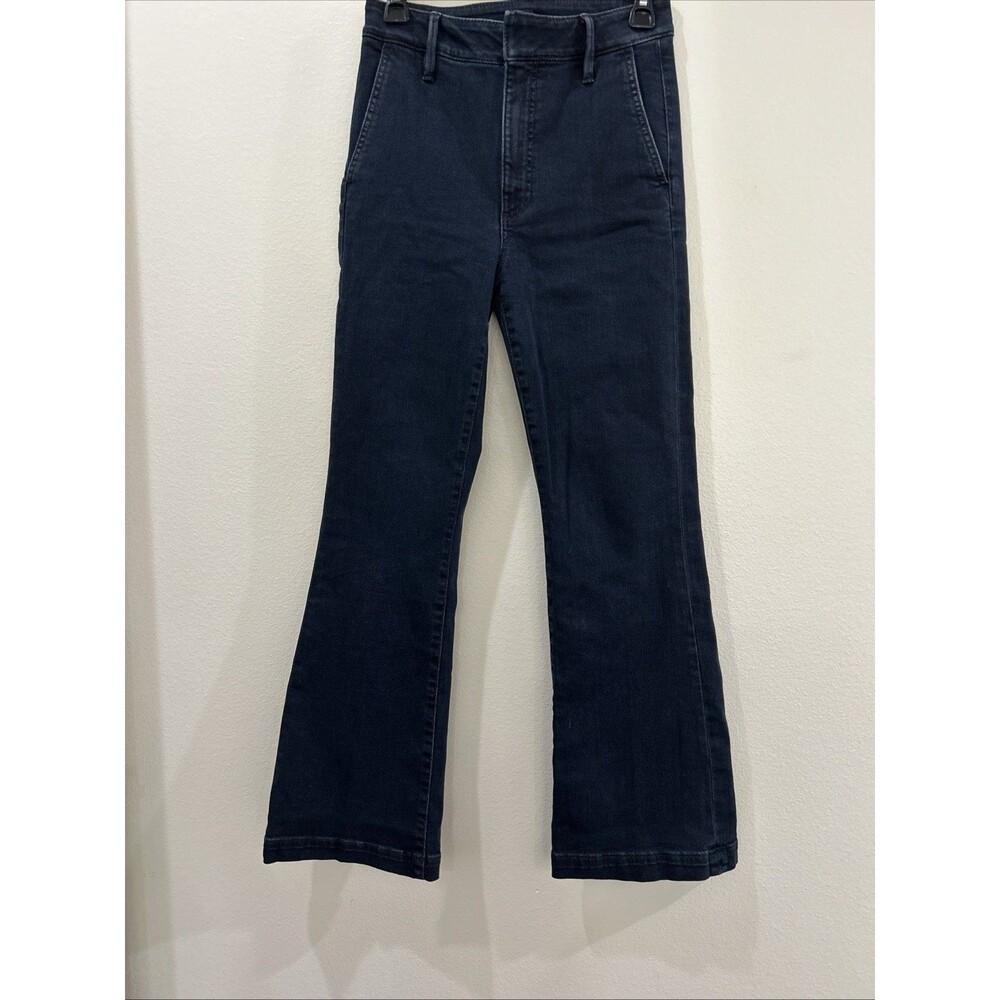 Ann Taylor Factory Trouser Jeans Women 2 Dark Wash High Rise Flare Wide Leg